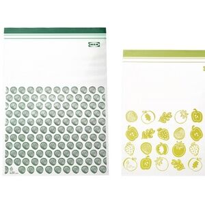 60 Pack - ISTAD Reusable Resealable Storage Bags Patterned Green 6 & 5 Qt